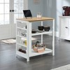 Sauder Counter Height Kitchen Island Baltic Oak Trim White: Modern Laminate Surface, Metal Frame, 5 Shelves - 2 of 4