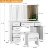 Vanity Desk with Large Mirror and Lights, Makeup Vanity with Power Outlet, 7 Drawers & Cushioned Stool, 3 Lighting Color Adjustable - 2 of 4