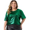 Agnes Orinda Women's Plus Size Christmas Metallic Holographic Concert Carnival Party Blouses - 2 of 4