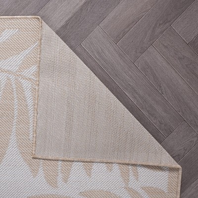 Natural Floral Synthetic Flat Woven 5' x 7' Area Rug