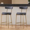 25" Seat Hight Upholstered Set of 2 Counter Height Bar Stools with Backs, Silver Grey/ Gold Grey , 4W - ModernLuxe - 2 of 4