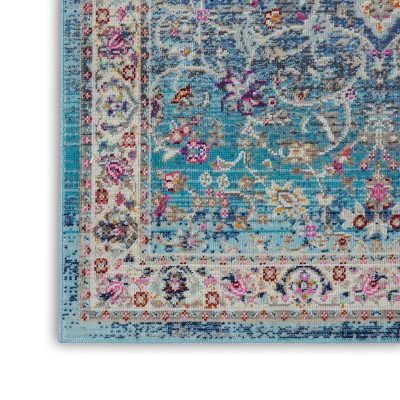 Elegant Vintage Kashan Blue Synthetic 2' x 4' Area Rug