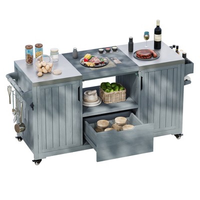 GlasFlength Decorative Storage Cabinets, Outdoor Kitchen and Storage Station,Tank Holder,Grilling,Gray,34.25"*25.2"*12.99"