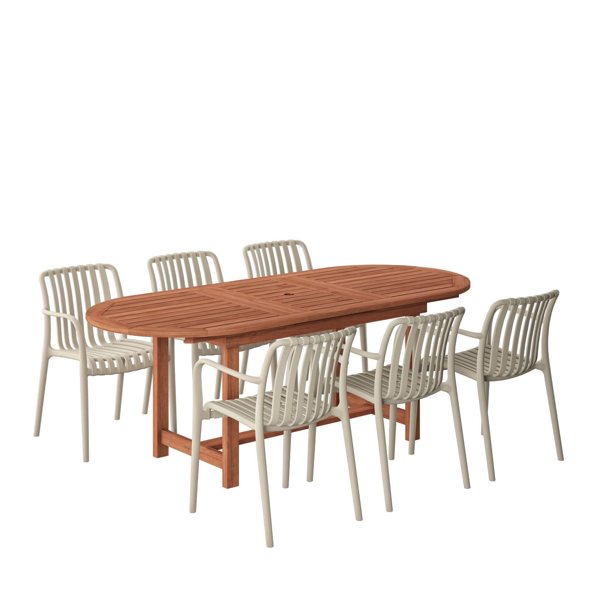 Amazonia Beijo 7pc Oval Outdoor Patio Dining Set Beige