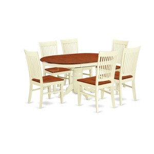 7 Piece Dining Set - Oval Table with Leaf & 6 Chairs - Kitchen Dinette Set - 1 of 2