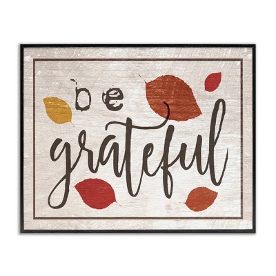 Stupell Industries Be Grateful Fall Leaves Typography, 14" x 11"