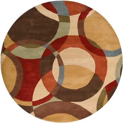 Mark & Day Besancon 6' Round Tufted Indoor Area Rugs Tan: Stain-Resistant Wool, Geometric Pattern, Modern Decor