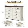 Dyonery Farmhouse Drawer Dresser, 9 Drawer Chest with Wood Top, 52" Wide Storage Organizer for Bedroom, Living Room, Entryway - 3 of 4