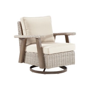 YARDSIGHT  Outdoor Swivel Patio Chairs with 360° Rotation, All-Weather PE Wicker Armchairs with Cushions for Garden, Deck, Porch, and Backyard - 1 of 4