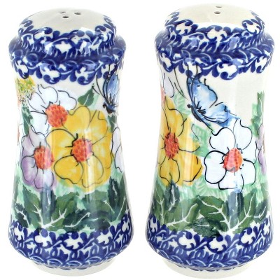 Blue Rose Polish Pottery Pastel Garden Salt & Pepper Shakers