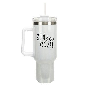 100 North Stay Cozy Heart Winter Weather Wrap-Around 40 Oz. Stainless Steel Water Bottle Coffee Mug, Spill & Leak Resistant, Travel Tumbler with - 1 of 4