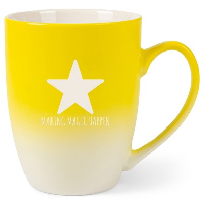 Elanze Designs Making Magic Happen 12 Ounce Ceramic Laser-Etched Engraved Drinkware Mug, Yellow and White Ombre