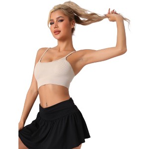 Allegra K Women's Spaghetti Strap Camisole Ribbed Sports Bras Workout Adjustable Straps - 1 of 4