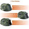 LakeForest"3-4 Person Pop Up Tent, Waterproof, Instant Setup with Mosquito Net Windows & Carrying Bag"Green&Khaki - 2 of 4