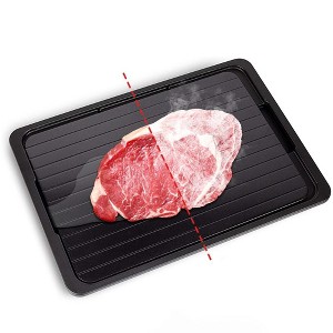 MOVSSOU Defrosting Tray with Drip Plate Tongs Sponge Defrosting Board Fast Safe Thawing Frozen Meat Foods - 1 of 4