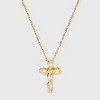 14K Gold Dipped Cubic Zirconia Cross Pendant Necklace - Gold - 2 of 4