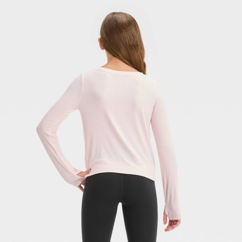 Girls&#39; Long Sleeve Soft Rib T-Shirt - All In Motion™, 3 of 5