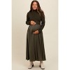 PinkBlush Olive Knit Contrast Top Satin Maternity Midi Dress - 2 of 3