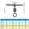 Unique Bargains 3-Way T-Shape Brass High Strength Cross Line Fishing Swivels 20 Pcs - 2 of 4