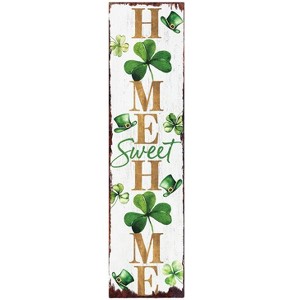 HomeRoots 36" Gold Green And White Solid Wood Home Sweet St Patrick's Day Porch Sign - 1 of 4