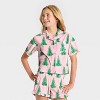 Girls' 2pc Holiday Short Sleeve Button-Down Pajama Set - art class™ - 3 of 4
