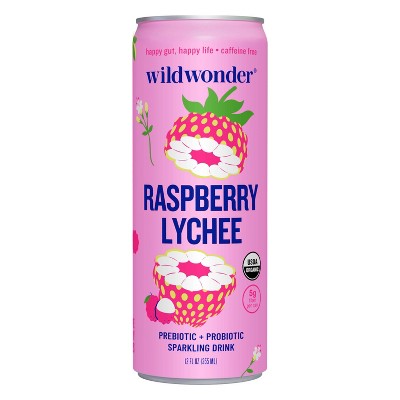 wildwonder Raspberry Lychee Organic Prebiotic + Probiotic Sparkling Drink - 12 fl oz