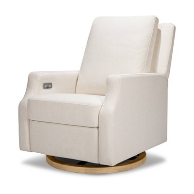 Namesake Crewe Electronic Swivel Glider Recliner - Performance Cream Eco-Weave/Light Wood Base