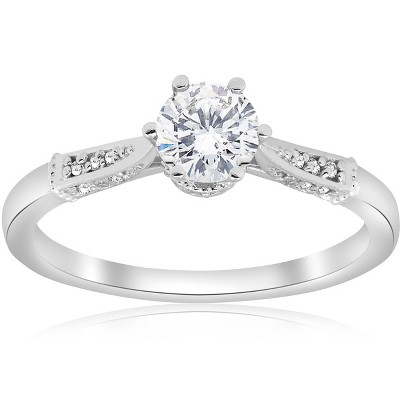 Pompeii3 5/8ct Diamond Engagement Ring Vintage 14k White Gold Round Cut ...