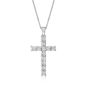 Ross-Simons 0.25 ct. t.w. Diamond Cross Pendant Necklace in Sterling Silver - 1 of 3