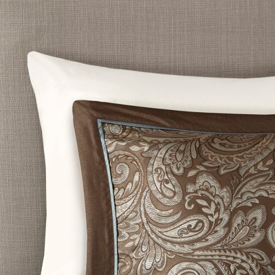 Aubrey Paisley Jacquard Full/Queen Duvet Cover Set in Blue and Brown