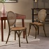 Set of 2 Dining Chair with Elm Wood Frame, High Back Dining Chairs with Caned Seat and Rounded Backrest-Maison Boucle - 2 of 4