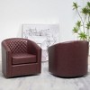KINWELL 29" Wide Tufted PU Leather Swivel Barrel Chair (Set of 2) - 3 of 4