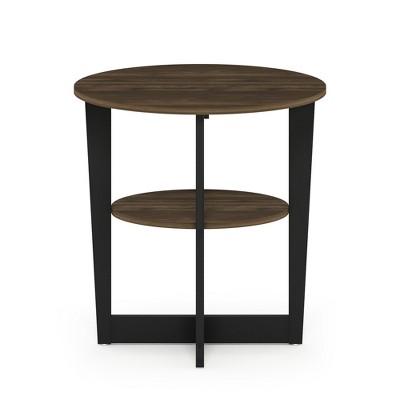 Furinno JAYA Oval End Table, Side Table, Nightstand, Columbia Walnut/Black