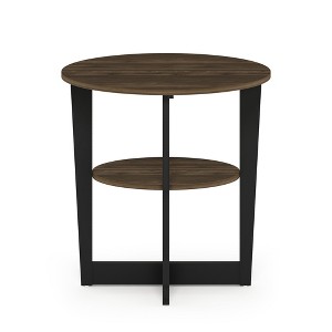 Furinno JAYA Oval End Table, Side Table, Nightstand, Columbia Walnut/Black - 1 of 1