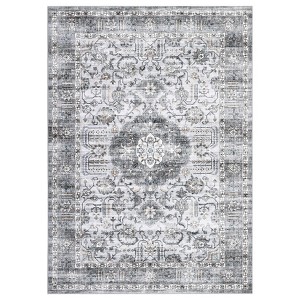 Washable Vintage Rug Non Slip Low Pile Rug Soft Throw Floor Cover Foldable Indoor Carpet for Living Room Bedroom Office - 1 of 4