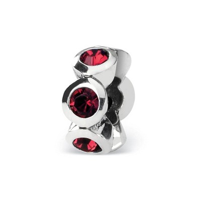 Black Bow Jewelry Sterling Silver January Crystal Birthstone, 6-Stone Bead Charm