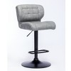 DOMETOUR 2 pc Gas Lift Armless Faux Leather Barstool-Pewter Grey - 3 of 4