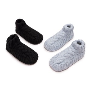 MUK LUKS Women's Cuffed Sweater Knit Ballerina - 2 Pair Pack - 1 of 4