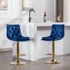 Velvet Bar Stools Set of 2 with Adjustable Height, 360° Swivel, Chrome Footrest, and Metal Legs for Kitchen, Dining, or Bar - 2 of 4