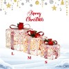 Angel Sar 3-Piece Flocked Christmas Gift Box Set, White and Red Festive Decor with Timer Function - 3 of 4