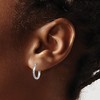 Black Bow Jewelry 2mm x 13mm 14k White Gold Satin & Diamond-Cut Round Hoop Earrings - 3 of 4