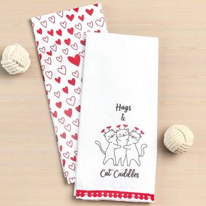 The Lakeside Collection Set of 2 Valentine's Day Embroidered Kitchen Towels - 1 of 4