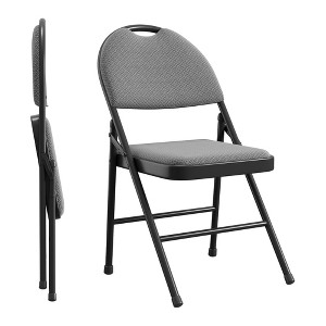 Folding Dining Chairs, Portable Commercial Seat with Metal Legs & Non-Slip Feet Pads, Linen Foldable Chairs for Home Office Party - 1 of 4