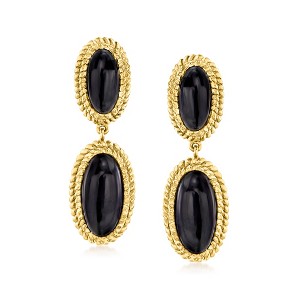 Ross-Simons Onyx Drop Earrings in 18kt Gold Over Sterling - 1 of 3
