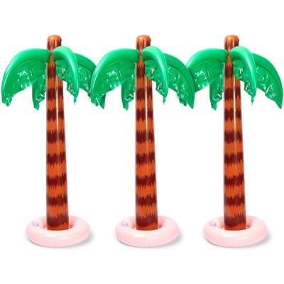 Blue Panda 3 Pack Inflatable Palm Tree Decorations for Tropical Birthday Party Decorations (35 In)
