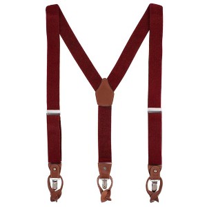 CTM Men's Elastic and Leather Suspender Gift Set with Clip Button and Swivel Ends - 1 of 4