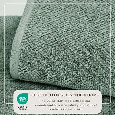 Eucalyptus Green Cotton Textured Bath Towels Set of 4