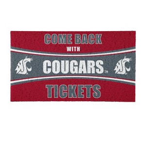 Evergreen Come Back with Tickets Washington State University 28" x 16" Woven PVC Indoor Outdoor Doormat - 1 of 4