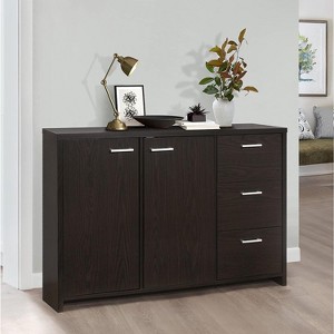 Kings Brand Furniture - Sideboard Buffet Storage Cabinet for Kitchen Dining Room Entryway, Oak Chocolate - 1 of 4