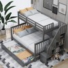 Grungis Twin Over Full Loft Bed with Twin size Trundle and Storage Staircase,Modern Bunk Bed with Guardrail,Loft and Bunk Bed for Bedroom - 2 of 4